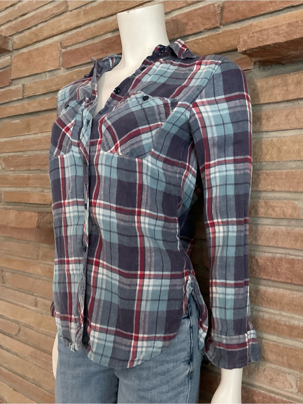 Women’s Ralph Lauren Utility Denim & Supply Linen Cotton Plaid Shirt XS